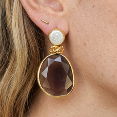 Earring Twin Glow Pearl & Brown
