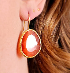Glowdrop earring, orange-red Large