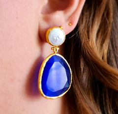 Earring Twin Glow Cobalt & Pearl