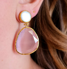 Earring Twin Glow Pearl & Pink
