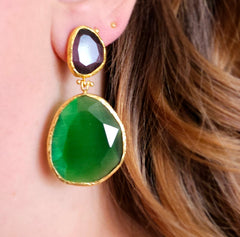 Earring Twin Glow Green & Aubergine