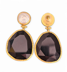 Earring Twin Glow Pearl & Black