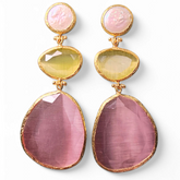 Earring Glow Line Pearl • Olive • Pink