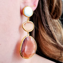 Earring Glow Line Pearl • Salmon • Brown