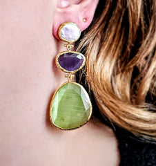 Earring Glow Line Green • Purple • Pearl