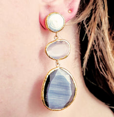 Earring Glow Line Pearl • White • Black