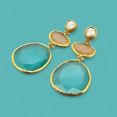 Earring Glow Line Sea Green • Nude • Pearl