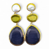 Earring Glow Line Pearl • Olive • Purple