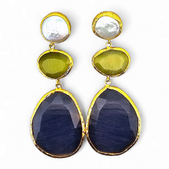 Earring Glow Line Pearl • Olive • Purple