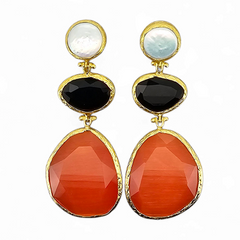 Earring Glow Line Red • Black • Pearl