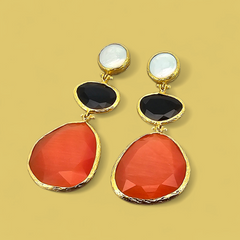 Earring Glow Line Red • Black • Pearl