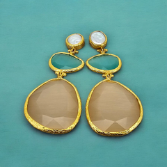 Earring Glow Line Nude • Sea Green • Pearl