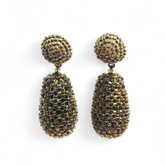 Beaded Drop Earring Grey Green