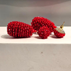 Beaded Drop Earring Red