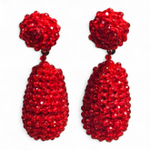 Beaded Drop Earring Red