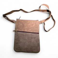 Artisan Embroidered Suede 5 Zip Crossbody Bag