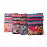 Artisan Embroidered Leather 5 Zip Crossbody Bag