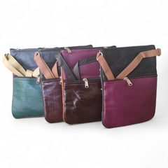 Artisan Leather 5 Zip Crossbody Bag