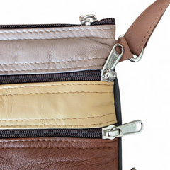 Artisan Leather 5 Zip Crossbody Bag