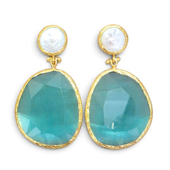 Earring Twin Glow- Turquoise, Pearl