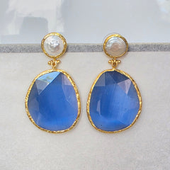 Earring Twin Glow - Light Blue, Pearl