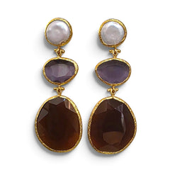 Earring: Glow Line- Pearl Purple Brown