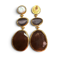 Earring: Glow Line- Pearl Purple Brown
