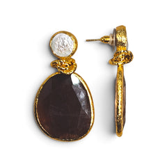 Earring Twin Glow Pearl & Brown
