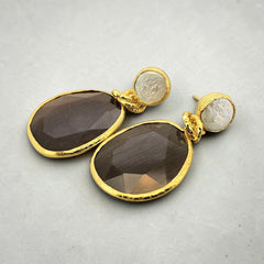 Earring Twin Glow Pearl & Brown