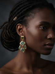 Earring: Raw Cascada Green