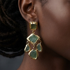 Earring: Raw Cascada Green