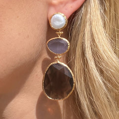 Earring: Glow Line- Pearl Purple Brown