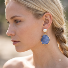 Earring Twin Glow - Light Blue, Pearl