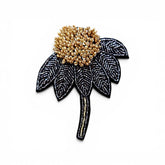 Brooch Golden Charcoal Flower