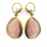 Earring Twin Glow Pearl & Taupe