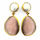 Earring Twin Glow Pearl & Taupe