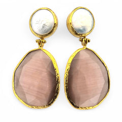 Earring Twin Glow Pearl & Taupe