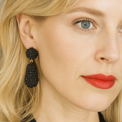 Beaded Drop Earring Black