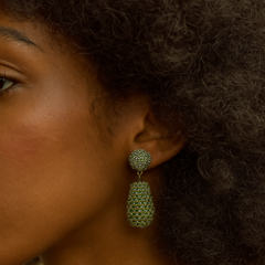 Beaded Drop Earring Grey Green