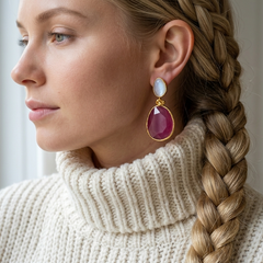 Earring Twin Glow  White & Pink