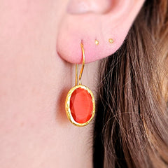 Glowdrop earring, orange-red Small