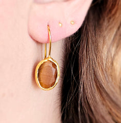 Glowdrop earring, Brown Small