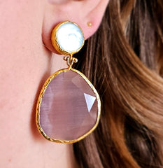 Earring Twin Glow Pearl & Taupe