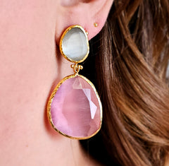 Earring Twin Glow  White & Pink