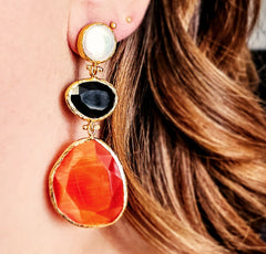 Earring Glow Line  Red • Black • Pearl