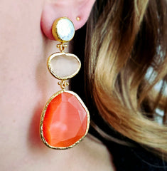 Earring Glow Line Red • Nude • Pearl