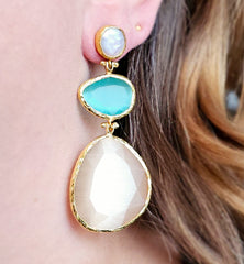 Earring Glow Line Nude • Sea Green • Pearl