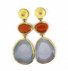 Earring Glow Line  Pearl • Orange • Grey