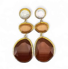 Earring Glow Line  Pearl • Salmon • Brown