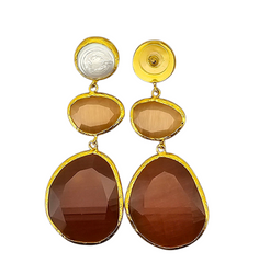 Earring Glow Line  Pearl • Salmon • Brown